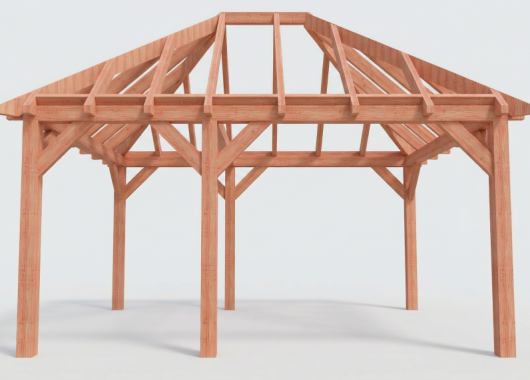 Constructiepakket schilddak | 5240x4105x4030mm | fijnbezaagd Douglas    CP-20.3027