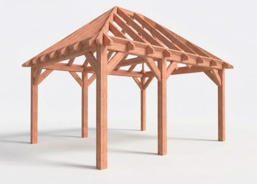 Constructiepakket schilddak | 5240x4105x4030mm | fijnbezaagd Douglas    CP-20.3027