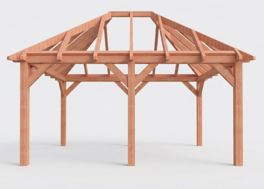 Constructiepakket schilddak | 5310x4105x4030mm | fijnbezaagd Douglas    CP-20.3028