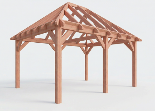 Constructiepakket schilddak | 5310x4105x4030mm | fijnbezaagd Douglas    CP-20.3028