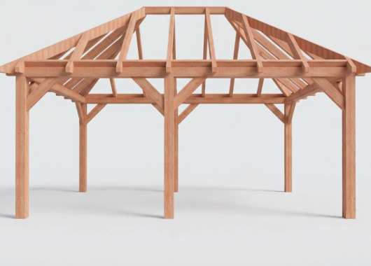 Constructiepakket schilddak | 5840x4105x4030mm | fijnbezaagd Douglas    CP-20.3029