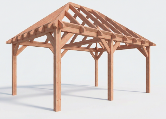 Constructiepakket schilddak | 5840x4105x4030mm | fijnbezaagd Douglas    CP-20.3029