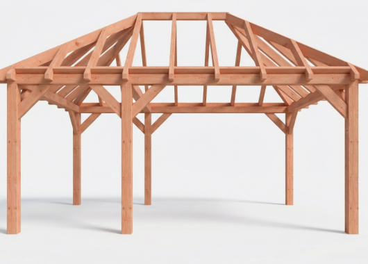 Constructiepakket schilddak | 5885x4105x4030mm | fijnbezaagd Douglas    CP-20.3030
