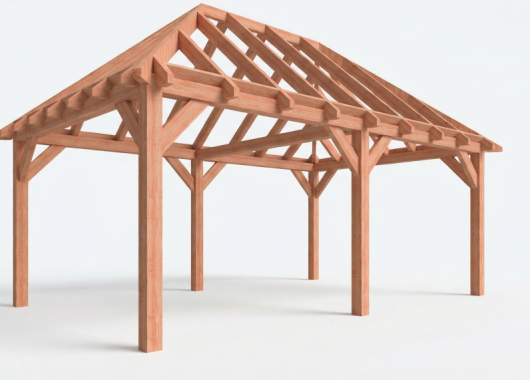 Constructiepakket schilddak | 6370x4105x4030mm | fijnbezaagd Douglas    CP-20.3031