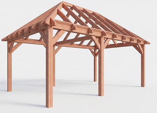 Constructiepakket schilddak | 6485x4105x4030mm | fijnbezaagd Douglas    CP-20.3032