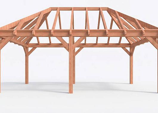 Constructiepakket schilddak | 7015x4105x4030mm | fijnbezaagd Douglas    CP-20.3033