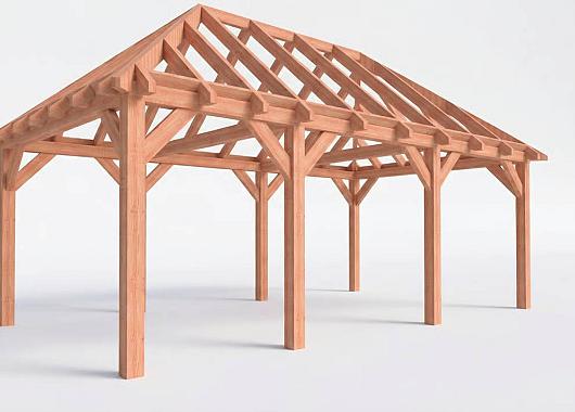 Constructiepakket schilddak | 7090x4105x4030mm | fijnbezaagd Douglas    CP-20.3034