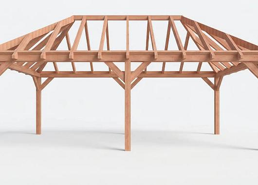 Constructiepakket schilddak | 7660x4105x4030mm | fijnbezaagd Douglas    CP-20.3035