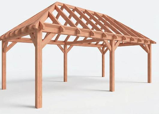 Constructiepakket schilddak | 7660x4105x4030mm | fijnbezaagd Douglas    CP-20.3035