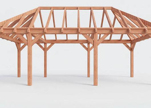 Constructiepakket schilddak | 8150x4105x4030mm | fijnbezaagd Douglas    CP-20.3037