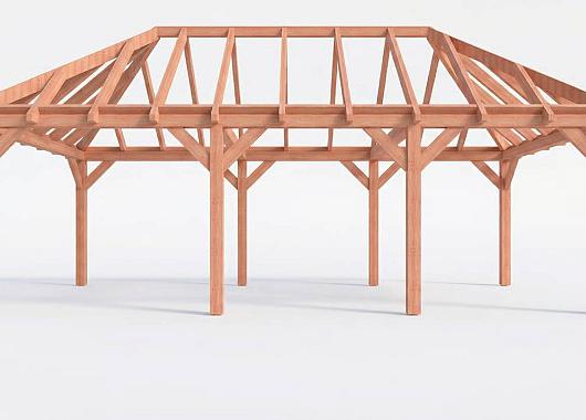 Constructiepakket schilddak | 8220x4105x4030mm | fijnbezaagd Douglas    CP-20.3038