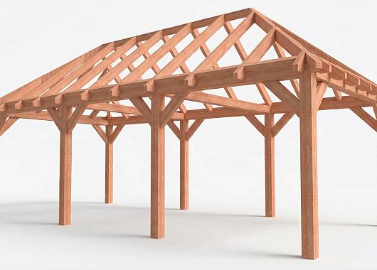 Constructiepakket schilddak | 8220x4105x4030mm | fijnbezaagd Douglas    CP-20.3038