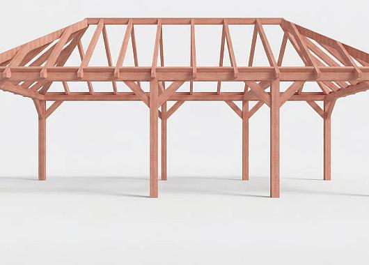 Constructiepakket schilddak | 8865x4105x4030mm | fijnbezaagd Douglas    CP-20.3039