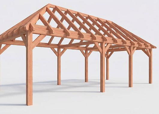 Constructiepakket schilddak | 8865x4105x4030mm | fijnbezaagd Douglas    CP-20.3039