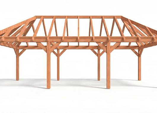 Constructiepakket schilddak | 9280x4105x4030mm | fijnbezaagd Douglas    CP-20.3040