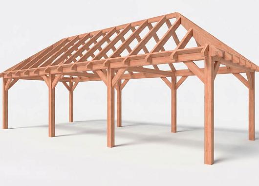 Constructiepakket schilddak | 9925x4105x4030mm | fijnbezaagd Douglas    CP-20.3041