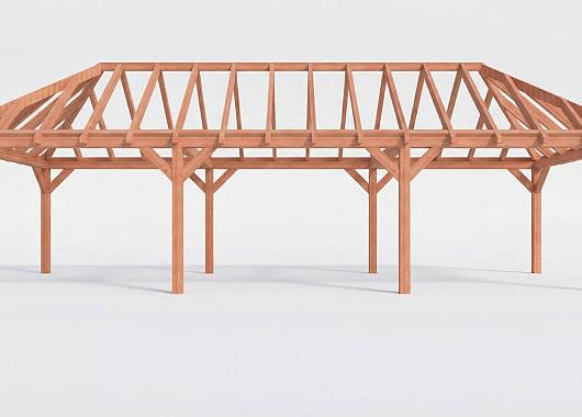 Constructiepakket schilddak | 11215x4105x4030mm | fijnbezaagd Douglas    CP-20.3042