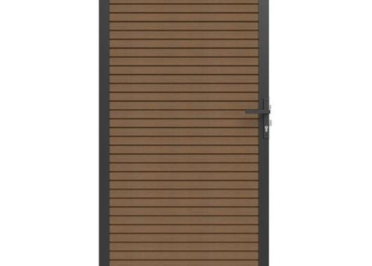 NewTechWood co-extrusie composiet deur in aluminium frame, horizontaal triple, 100 x 195 cm, Teak.   1064264