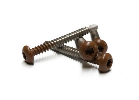 RVS schroef met gekleurde top voor NTW Castellation PRO, set a 50 stuks incl. bit, Teak.   1063911