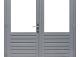 Hardhouten dubbele 1-ruits deur Prestige met dubbelglas, 202 x 221 cm, grijs gegrond.     1017095