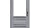 Hardhouten enkele 1-ruits deur Prestige met dubbelglas, rechtsdraaiend, 109 x 221 cm, grijs gegrond.     1017093