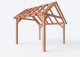 Constructiepakket kapschuur | 4105x4105x3715mm | fijnbezaagd Douglas    CP-20.1026