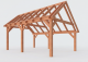 Constructiepakket kapschuur | 5840x4105x3715mm | fijnbezaagd Douglas    CP-20.1029
