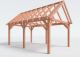 Constructiepakket zadeldak | 6370x4105x4030mm | fijnbezaagd Douglas    CP-20.2031
